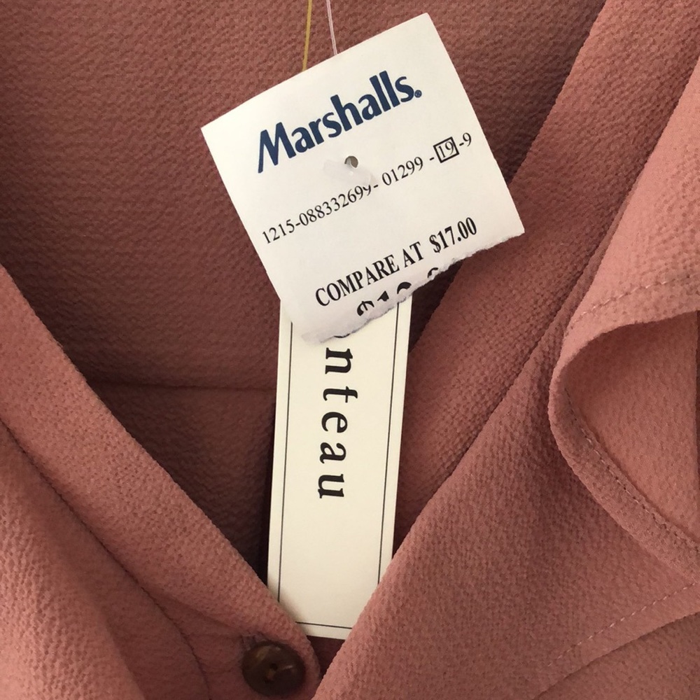 Monteau V neck blouse blush pink XL NWT - Picture 5 of 9